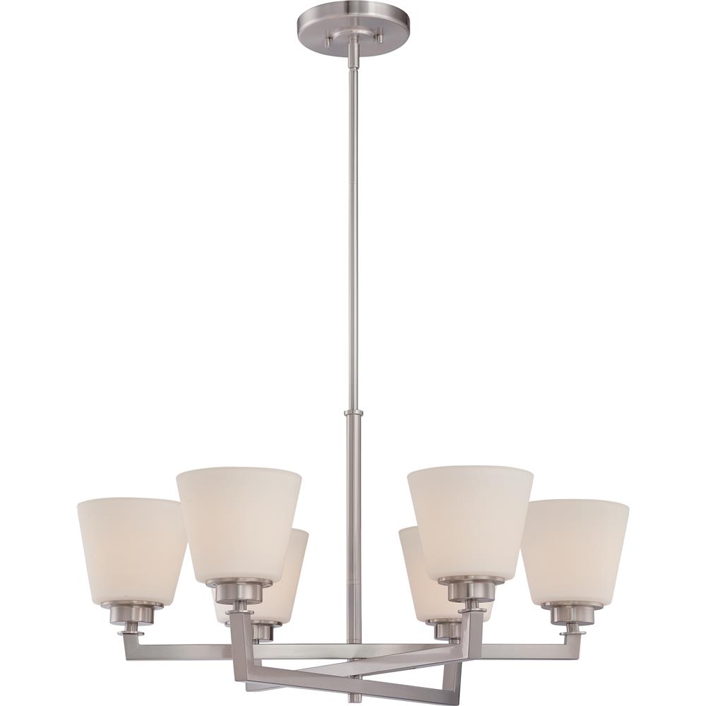 Nuvo Lighting 60/5456  Mobili - 6 Light Chandelier with Satin White Glass in Brushed Nickel Finish